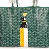 Goyard Goyardine Hand-Painted Dog Green Saint Louis PM Tote Bag Palladium Hardware - Thumbnail View 6
