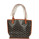 Goyard Goyardine Black, Brown Anjou Mini Tote Palladium Hardware - Thumbnail View 1