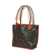 Goyard Goyardine Black, Brown Anjou Mini Tote Palladium Hardware - Thumbnail View 5