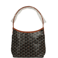 Goyard Goyardine Black, Brown Boheme Mini Hobo Bag Palladium Hardware