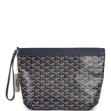 Goyard Goyardine Canvas Navy Blue Conti Pouch Palladium Hardware - Thumbnail View 1