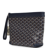 Goyard Goyardine Canvas Navy Blue Conti Pouch Palladium Hardware - Thumbnail View 6