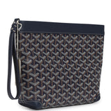 Goyard Goyardine Canvas Navy Blue Conti Pouch Palladium Hardware - Thumbnail View 2
