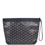 Goyard Goyardine Canvas Navy Blue Conti Pouch Palladium Hardware - Thumbnail View 4