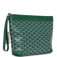 Goyard Goyardine Canvas Green Conti Pouch Palladium Hardware