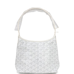 Goyard Goyardine White Boheme Mini Hobo Bag Palladium Hardware