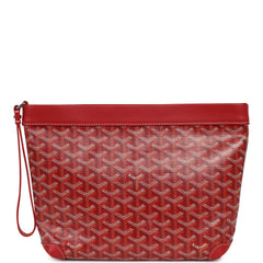 Goyard Goyardine Canvas Red Conti Pouch Palladium Hardware