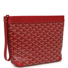 Goyard Goyardine Canvas Red Conti Pouch Palladium Hardware