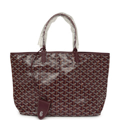 Goyard Goyardine Canvas Burgundy Saint Louis PM Tote Palladium Hardware