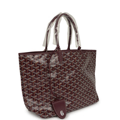 Goyard Goyardine Canvas Burgundy Saint Louis PM Tote Palladium Hardware
