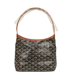 Goyard Goyardine Black, Brown Boheme Mini Hobo Bag Palladium Hardware