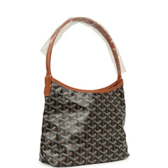 Goyard Goyardine Black, Brown Boheme Mini Hobo Bag Palladium Hardware