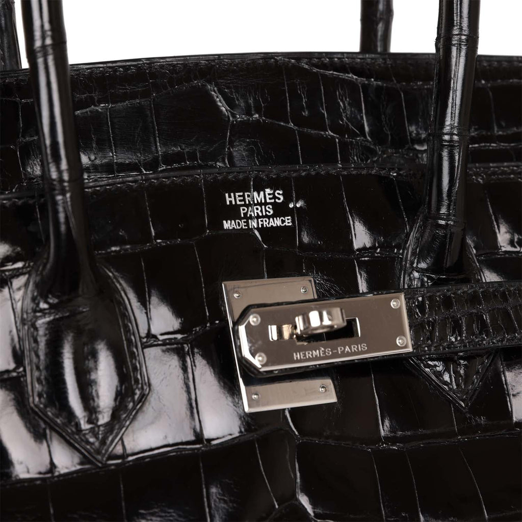 Hermès Birkin 35cm in Shiny Black Porosus Crocodile Leather with Palla –  Luxe Marché India