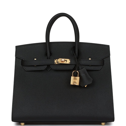 Hermes Birkin Sellier 25 Black Epsom Gold Hardware