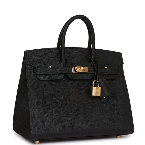 Hermes Birkin Sellier 25 Black Epsom Gold Hardware