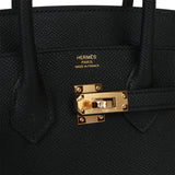 Hermes Birkin Sellier 25 Black Epsom Gold Hardware
