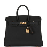 Hermes Birkin 25 Black Togo Gold Hardware