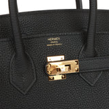 Hermes Birkin 25 Black Togo Gold Hardware