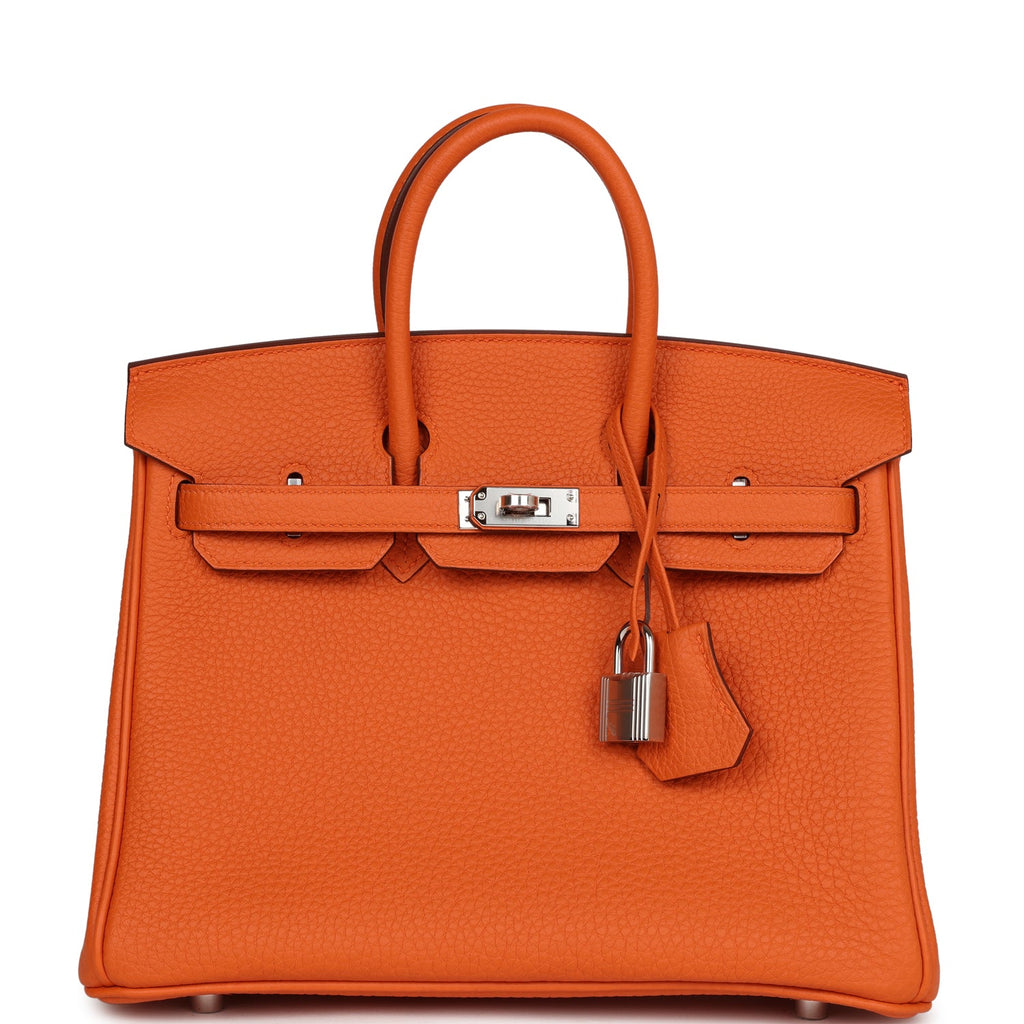 Hermes Orange Togo Leather Gold Hardware Birkin 25 Bag Hermes