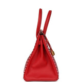 Custom "Paisley Bandana" Swarovski Crystal Hermes Birkin 30 Rouge Casaque Epsom Gold Hardware