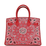 Custom "Paisley Bandana" Swarovski Crystal Hermes Birkin 30 Rouge Casaque Epsom Gold Hardware