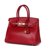 Hermes Birkin 30 Rouge Vif Tadelakt Gold Hardware