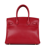 Hermes Birkin 30 Rouge Vif Tadelakt Gold Hardware