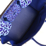 Custom Leopard Swarovski Crystal Hermes Birkin 30 Bleu Electric Togo Gold Hardware