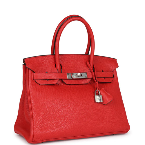 Hermes Birkin 30 Geranium Verso Clemence Palladium Hardware