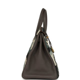Custom Camouflage Swarovski Crystal Hermes Birkin 35 Etain Togo Gold Hardware