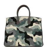 Custom Camouflage Swarovski Crystal Hermes Birkin 35 Etain Togo Gold Hardware