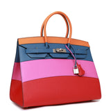 Hermes "Sunset" Birkin Sellier 35 Rainbow Epsom Palladium Hardware - Sourced