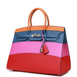 Hermes "Sunset" Birkin Sellier 35 Rainbow Epsom Palladium Hardware - Sourced
