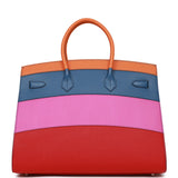 Hermes "Sunset" Birkin Sellier 35 Rainbow Epsom Palladium Hardware - Sourced