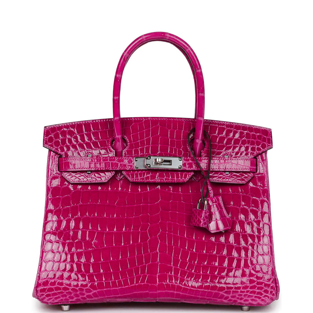 Hermes Birkin 30 Rose Pourpre Shiny Niloticus Crocodile Palladium Hardware Pink New or Never Worn Exotic