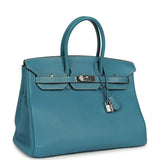 Vintage Hermes Birkin 35 Blue Jean Togo Palladium Hardware - Thumbnail View 2