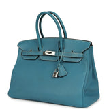 Vintage Hermes Birkin 35 Blue Jean Togo Palladium Hardware - Thumbnail View 5