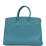 Vintage Hermes Birkin 35 Blue Jean Togo Palladium Hardware - Thumbnail View 4