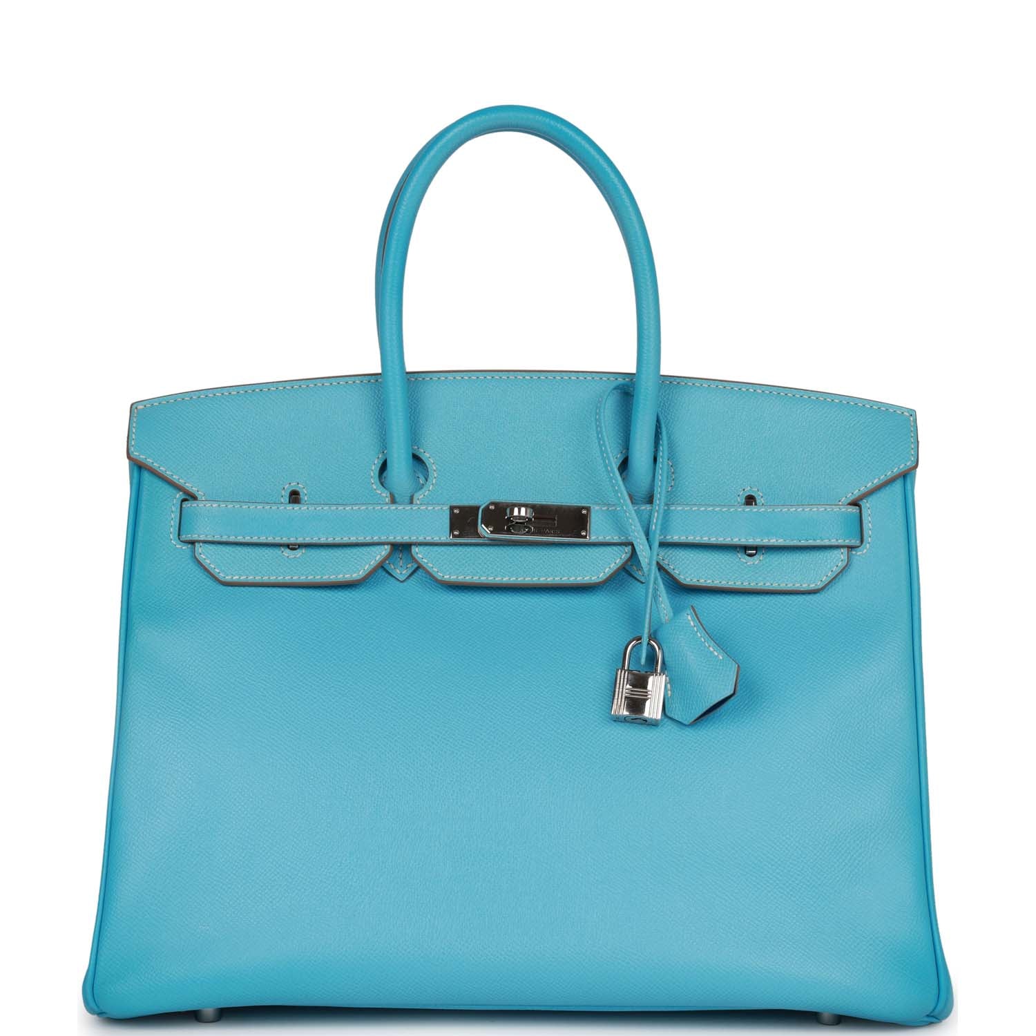 Pre-owned Hermes Birkin 35 Celeste Candy Epsom Palladium Hardware ...