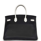 Pre-owned Hermes Special Order (HSS) Birkin 35 Black and White Clemence Gold Hardware
