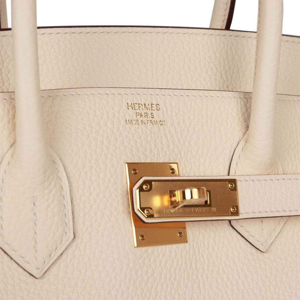 Hermes Birkin 35cm Craie Togo Rose Gold Off White Bag U Stamp