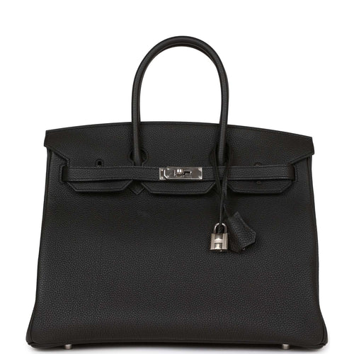 Pre-owned Hermes Birkin 35 Black Togo Palladium Hardware
