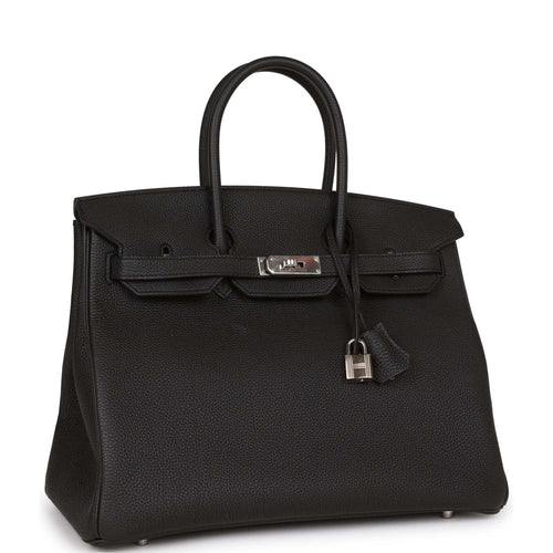 Pre-owned Hermes Birkin 35 Black Togo Palladium Hardware