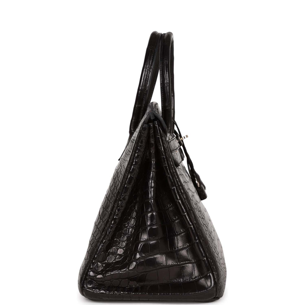 Past auction: An Hermès Shiny Black Porosus Crocodile Birkin 35 with  Palladium Hardware 2013