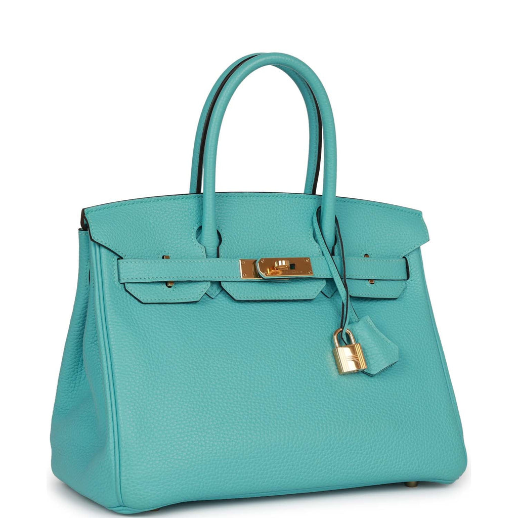 Hermès Hermès Birkin 30 Taurillon Clemence Leather Handbag-Bleu Agate Gold  Hardware (Top Handle)