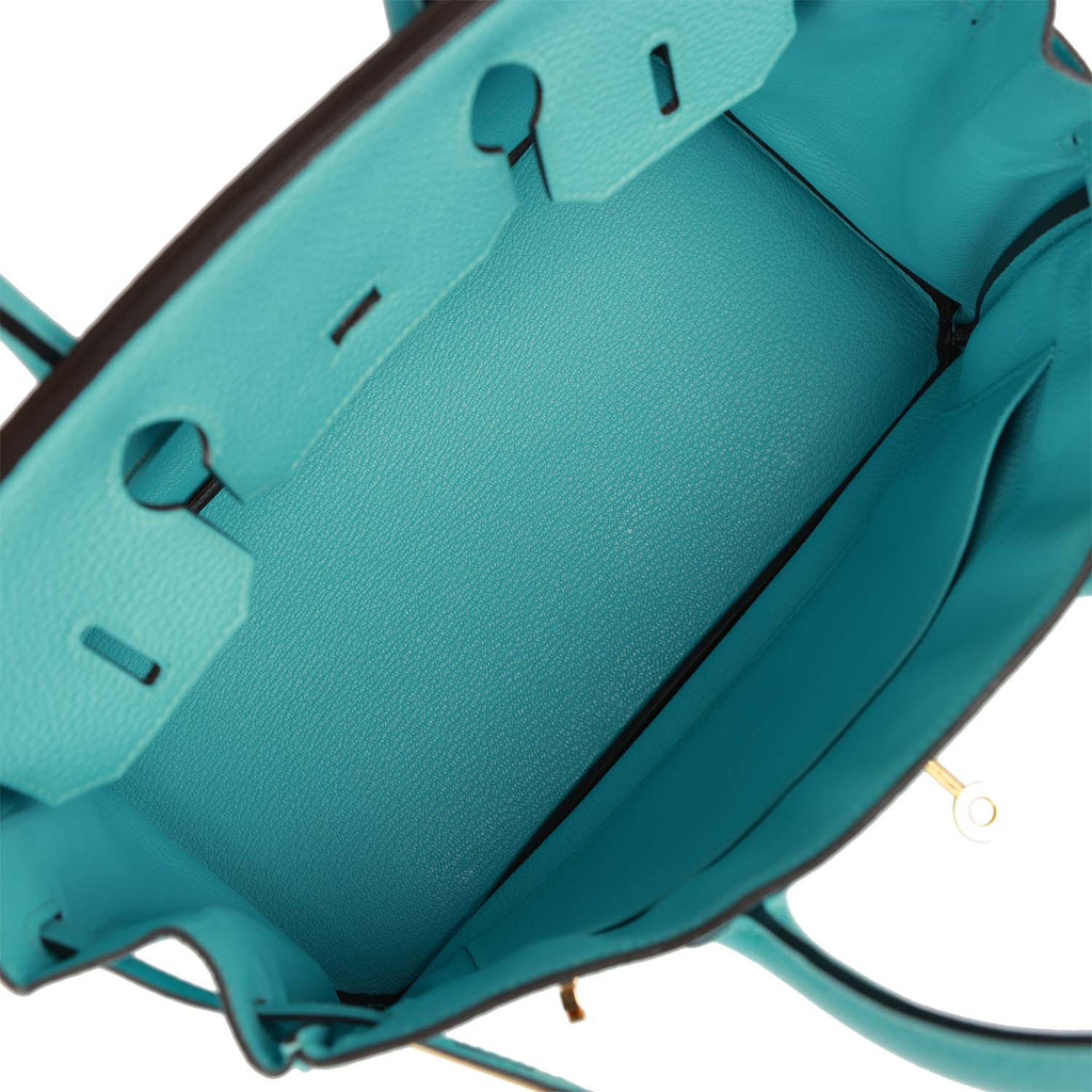 Hermès Garden Party Bleu Atoll Clemence 30 TPM Palladium Hardware, 2015 and Twilly, Blue Womens Handbag