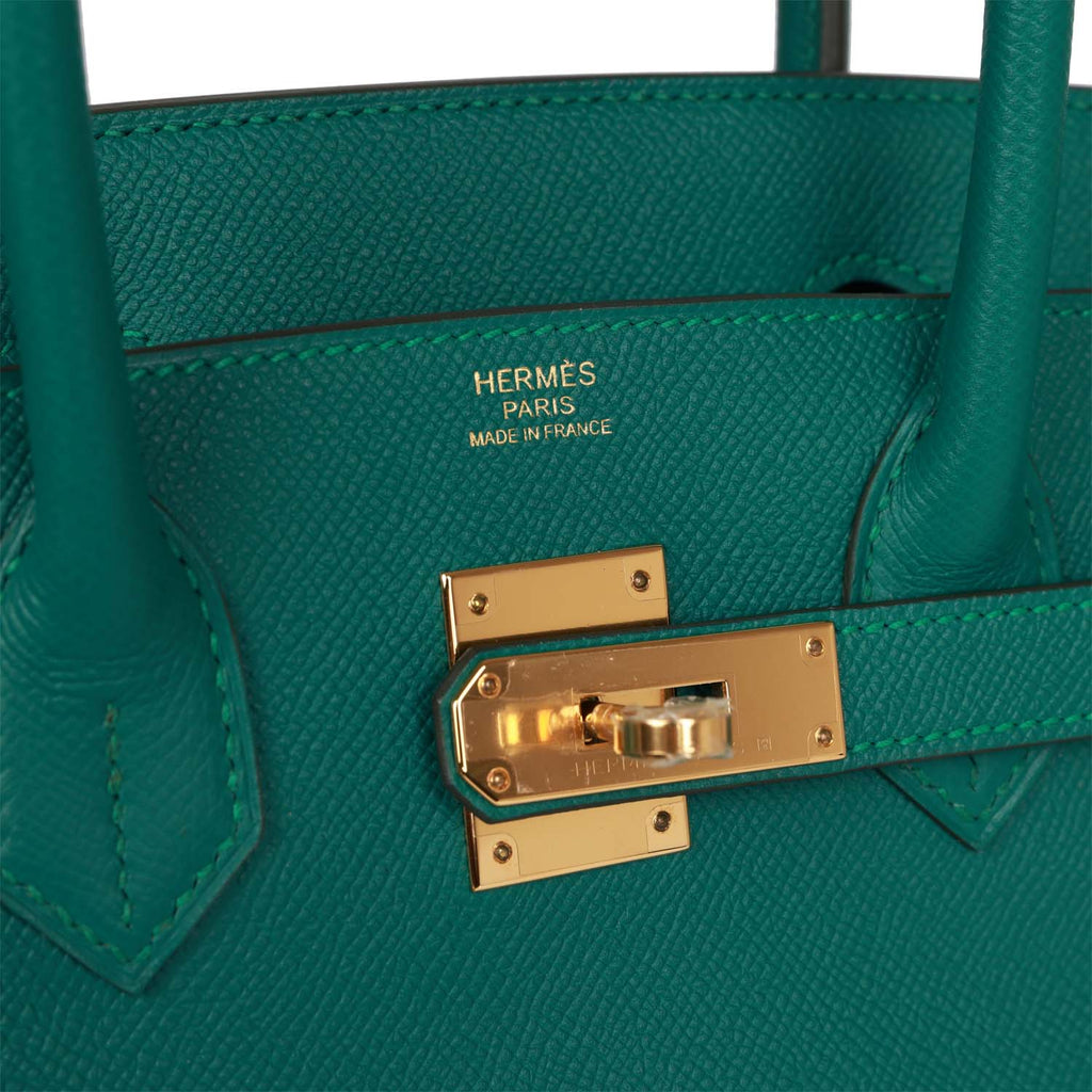 Hermes Birkin bag 30 Malachite Clemence leather Gold hardware