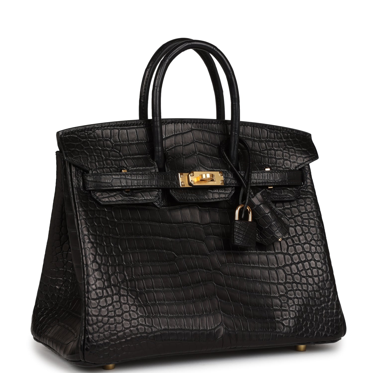 Hermes Birkin 25 Black Matte Porosus Crocodile Gold Hardware – Madison ...