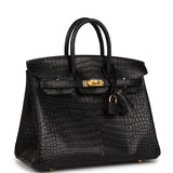 Hermes Birkin 25 Handbag F5 Bourgogne Shiny Porosus Croc GHW