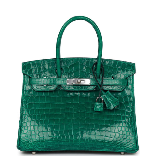 Hermes Birkin 30 Emerald Shiny Niloticus Crocodile Palladium Hardware